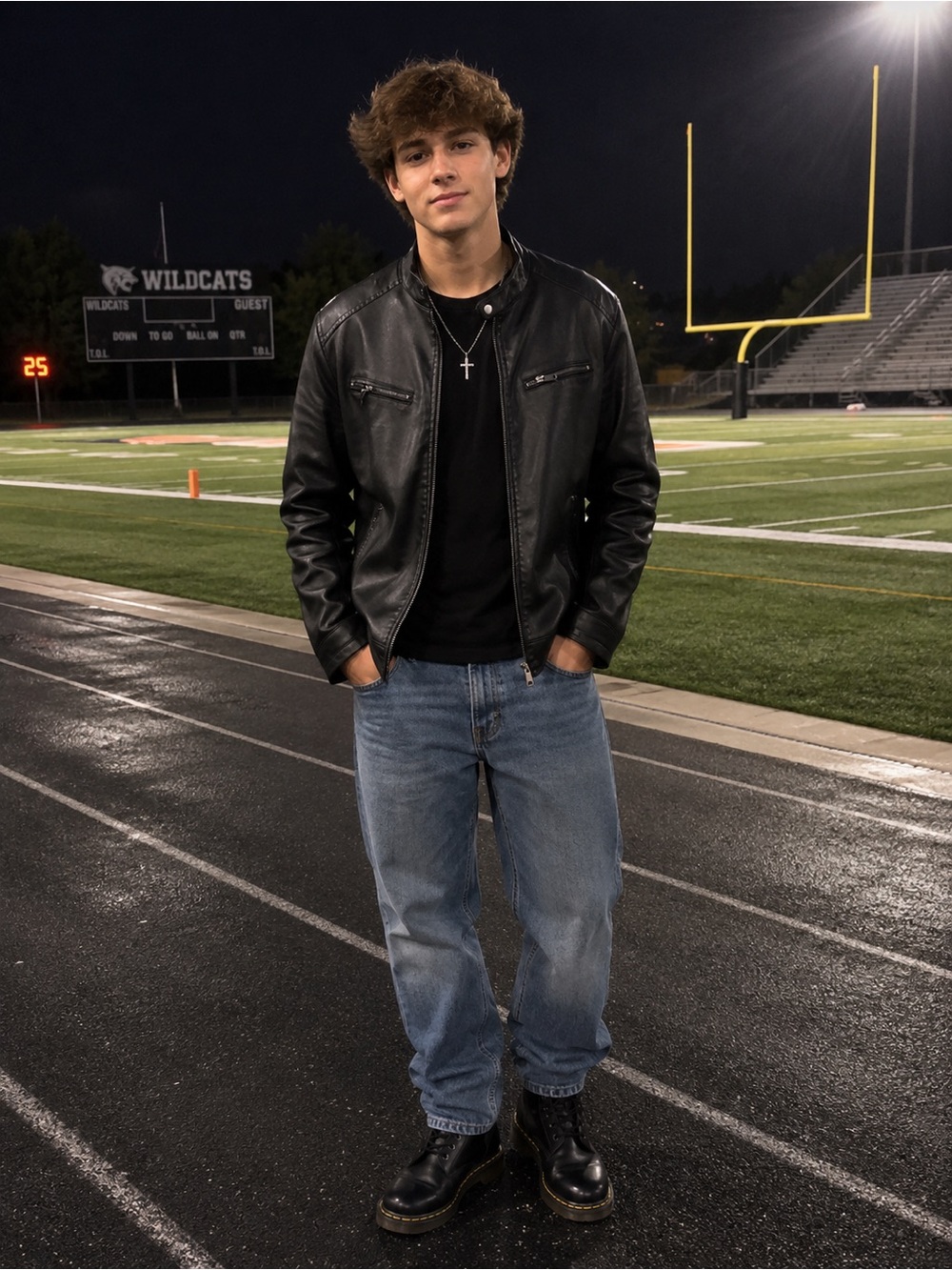 Classic Black Faux Leather Jacket (has small rip)